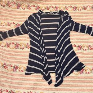 41 Hawthorn Navy and Cream Striped Cardigan